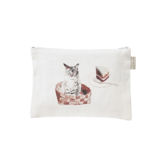 Linen Pouch - Living with Cats