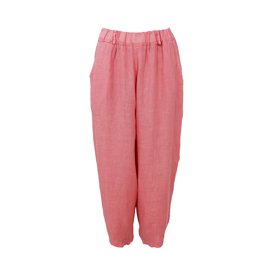 Melina Linen Barrel Trousers - Candy Rose