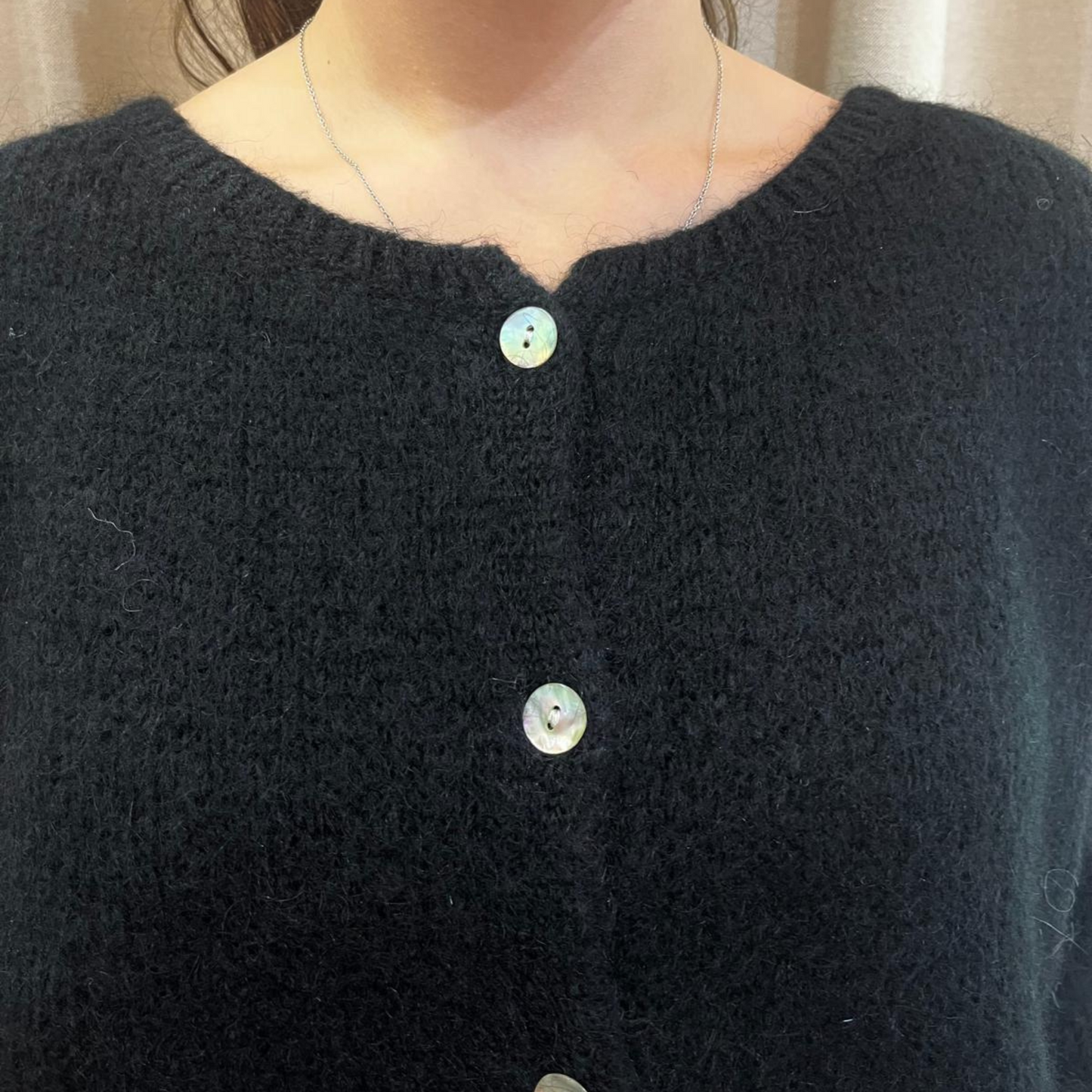 Mohair Blend Button Through Cardigan - Black