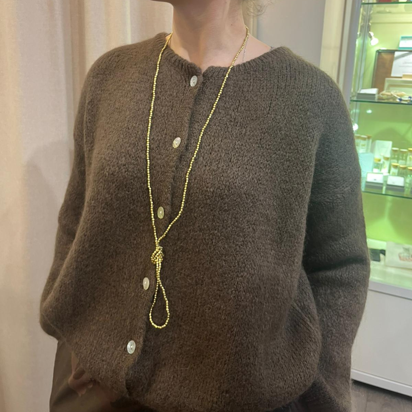 Mohair Blend Button Through Cardigan - Chocolate Brown