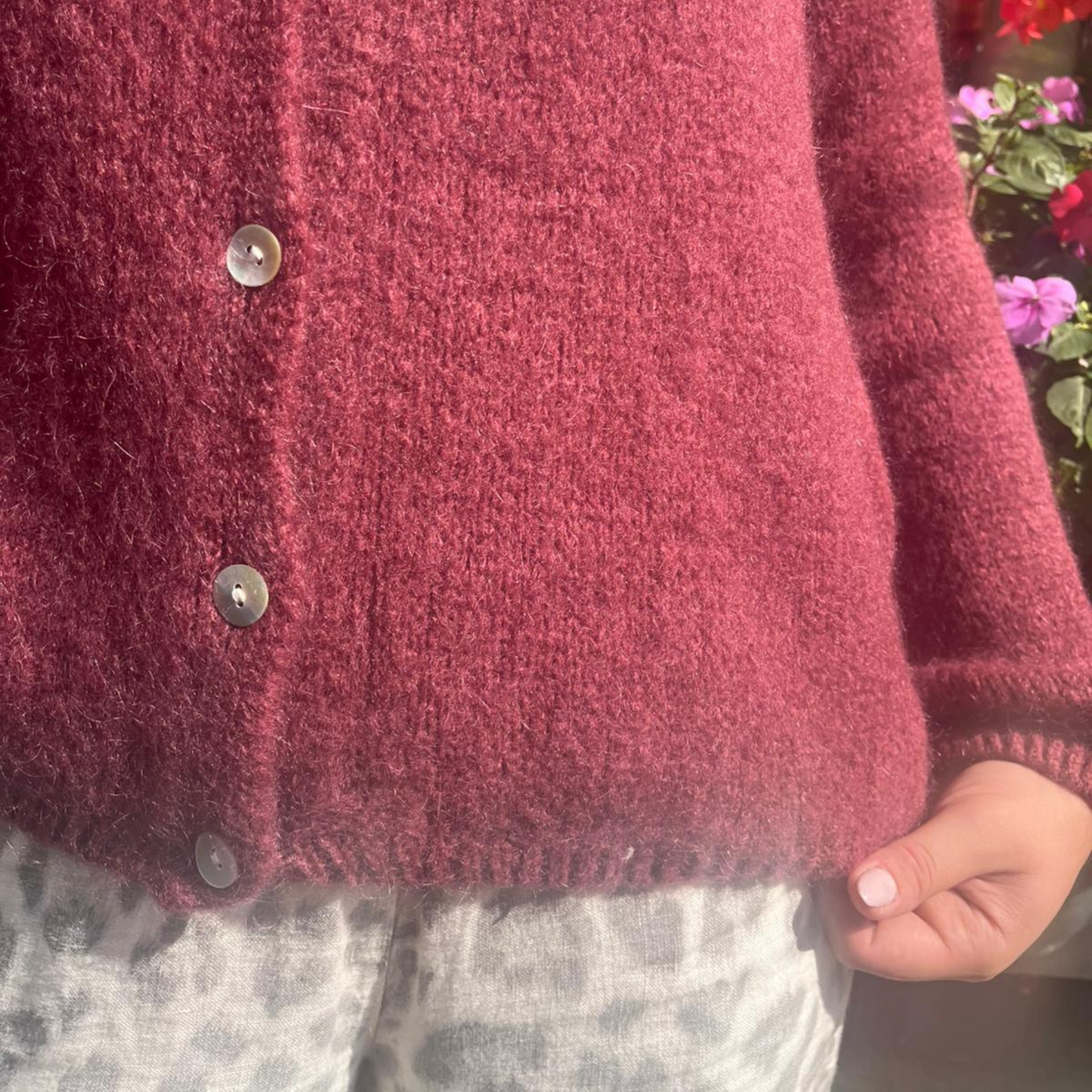 Mohair Blend Button Through Cardigan - Cinnaberry