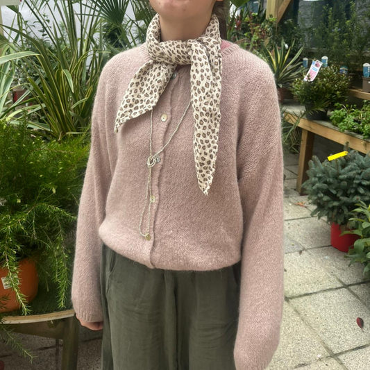 Mohair Blend Button Through Cardigan - Mink