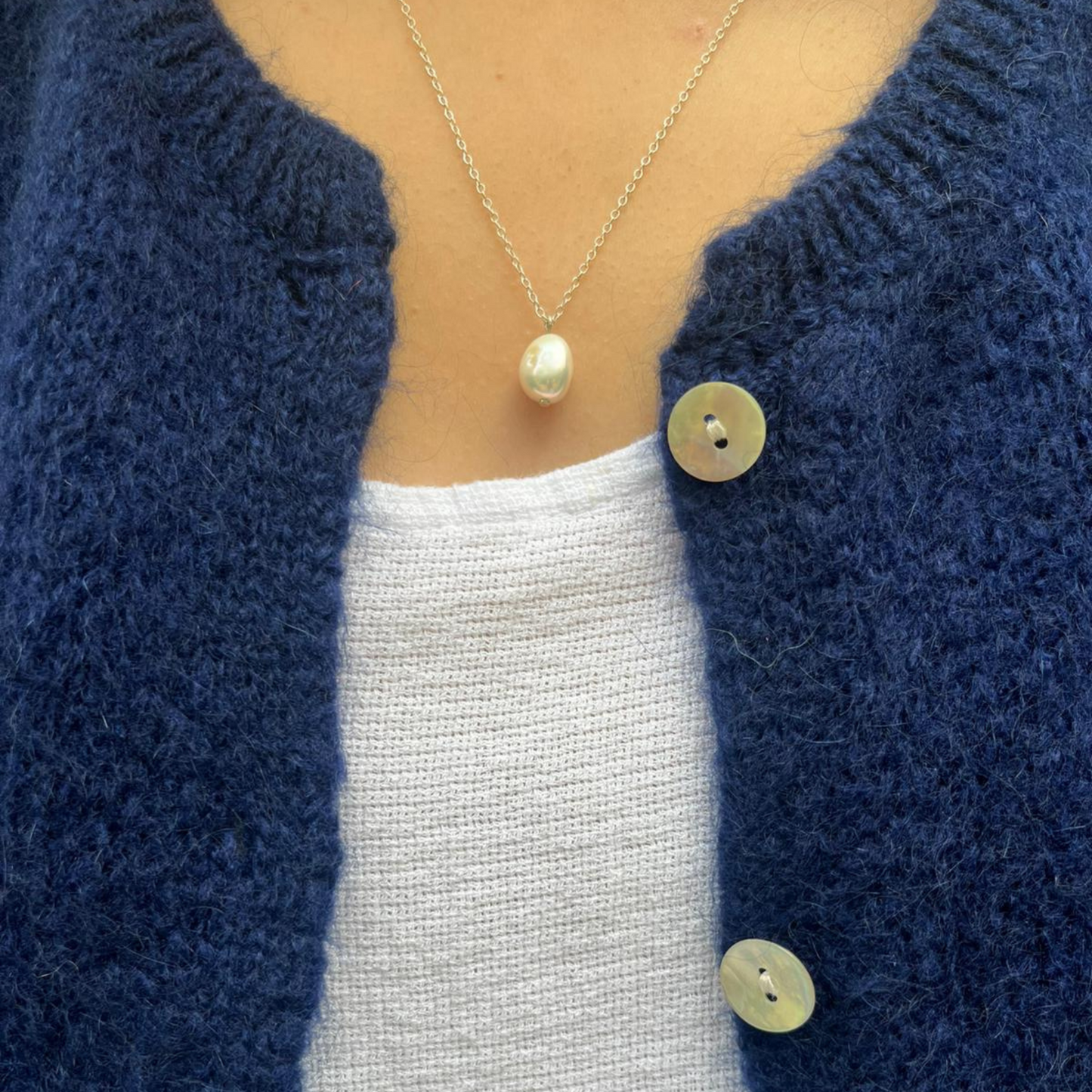 Mohair Blend Button Through Cardigan - Navy Blue
