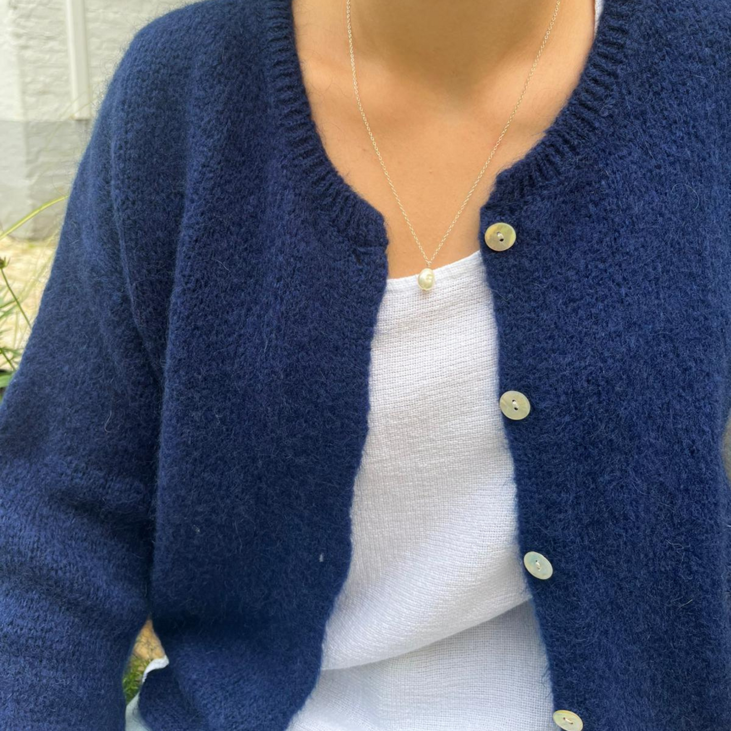 Mohair Blend Button Through Cardigan - Navy Blue