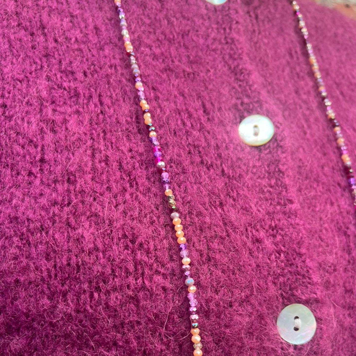 Mohair Blend Button Through Cardigan - Wine