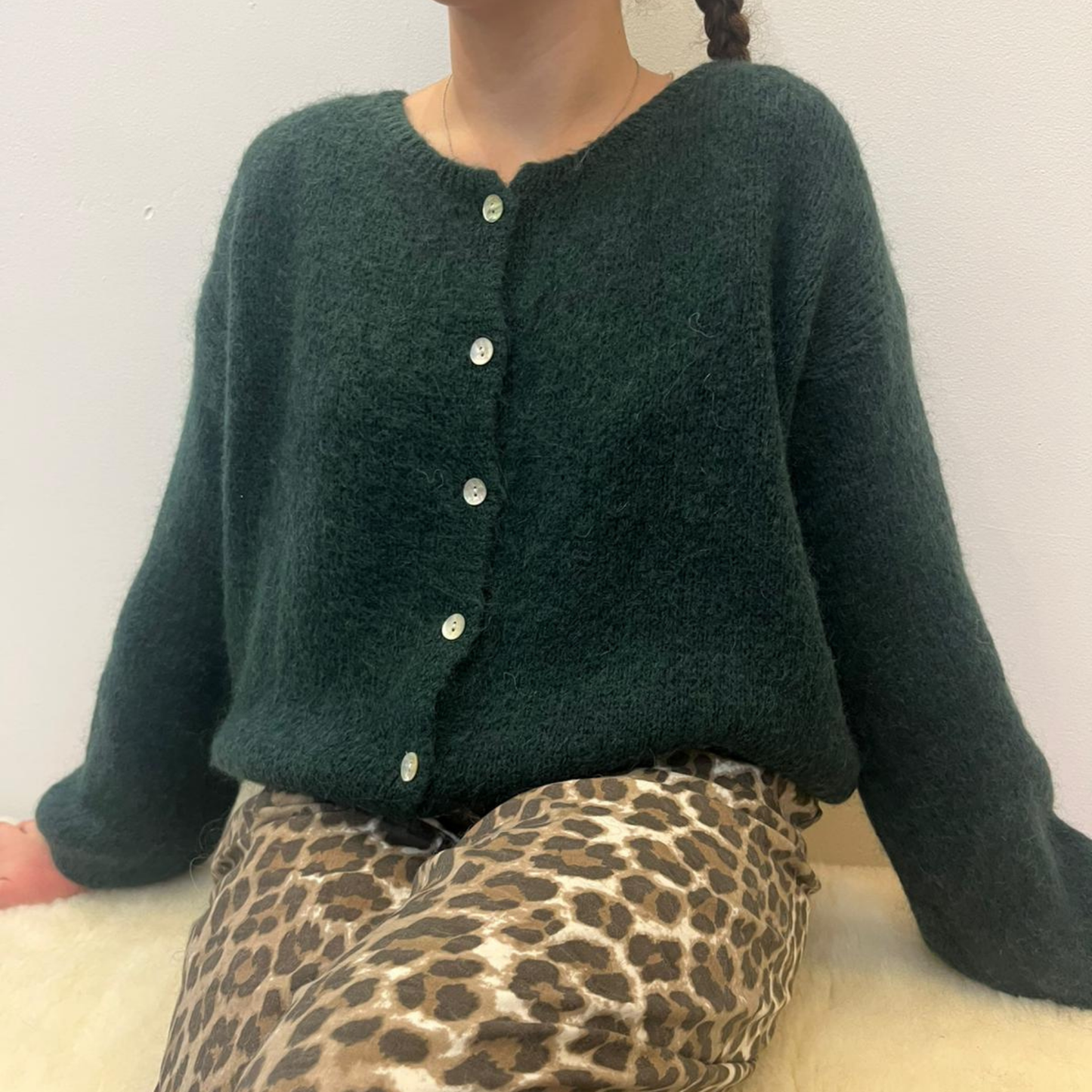 Mohair Blend Cardigan - Forest Green