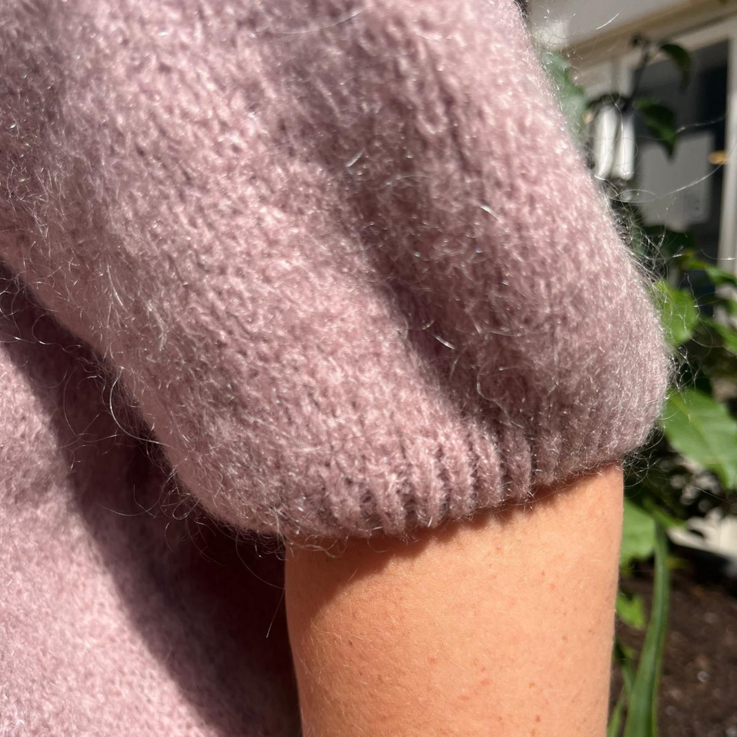 Mohair Blend Cropped Sleeve Cardigan - Mink