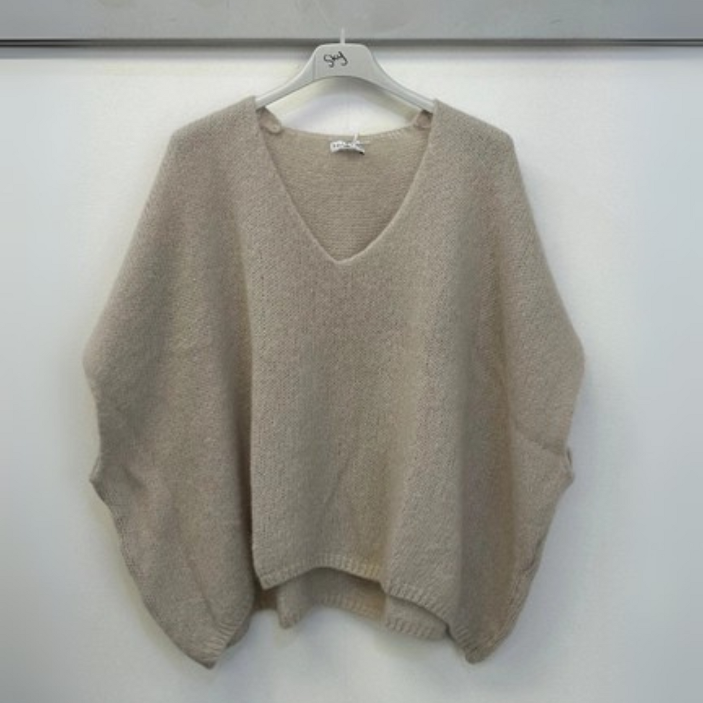 Drop Shoulder Mohair Blend Tank Top - Stone