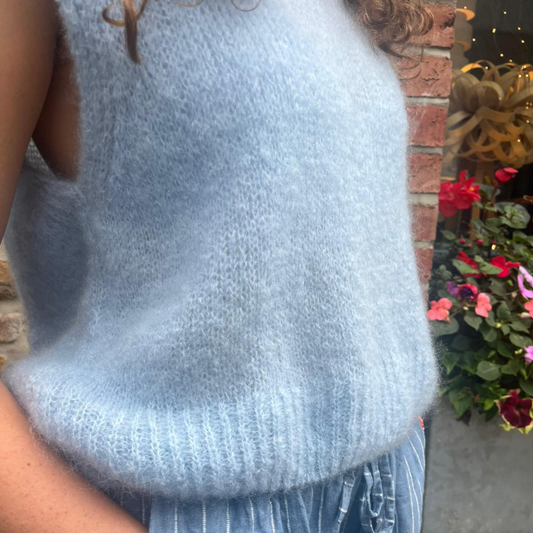 Monika Cropped Mohair Vest - Light Blue