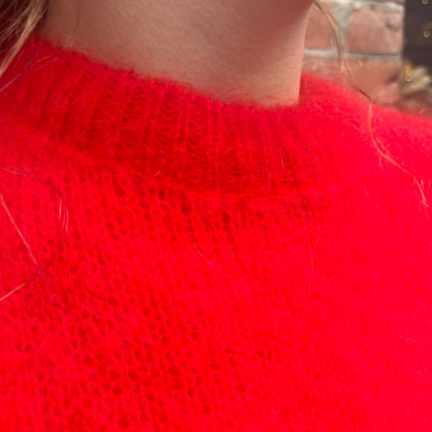 Monika Cropped Mohair Vest - Red