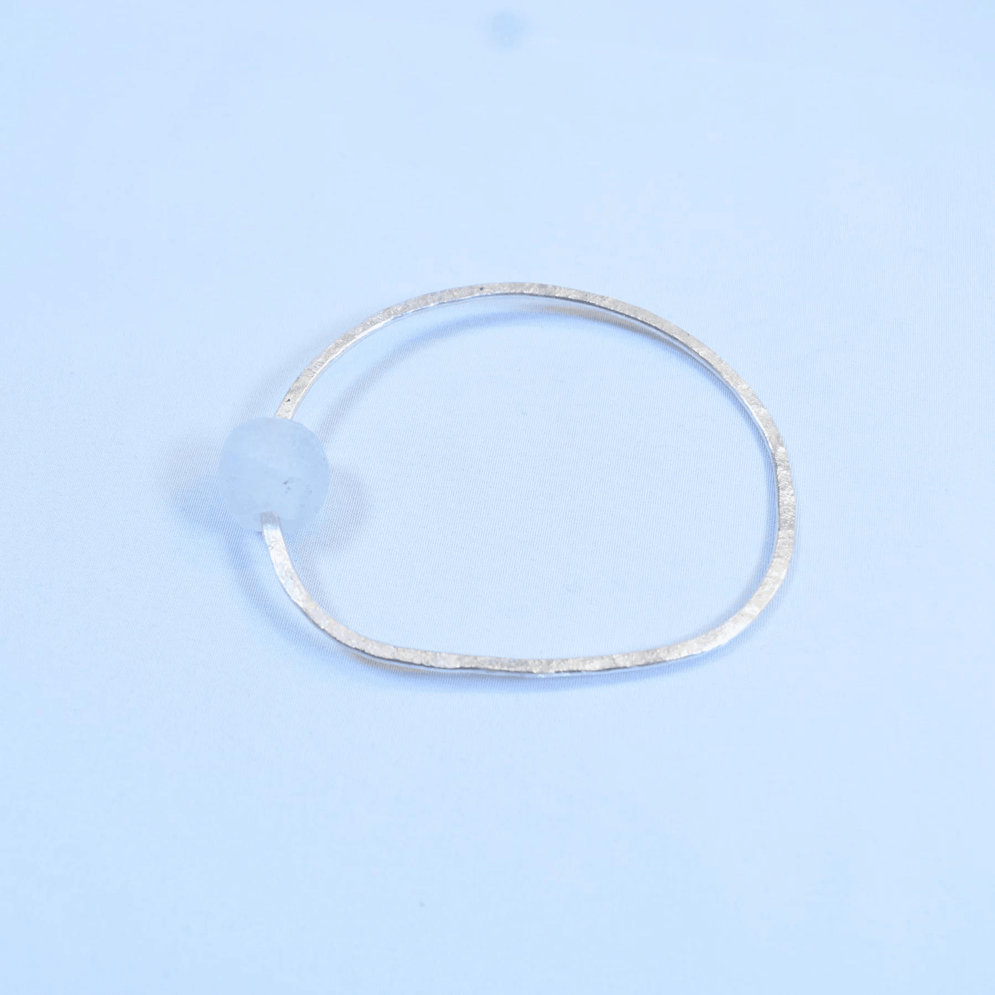 Silver Bangle - Natural Bottle Bead