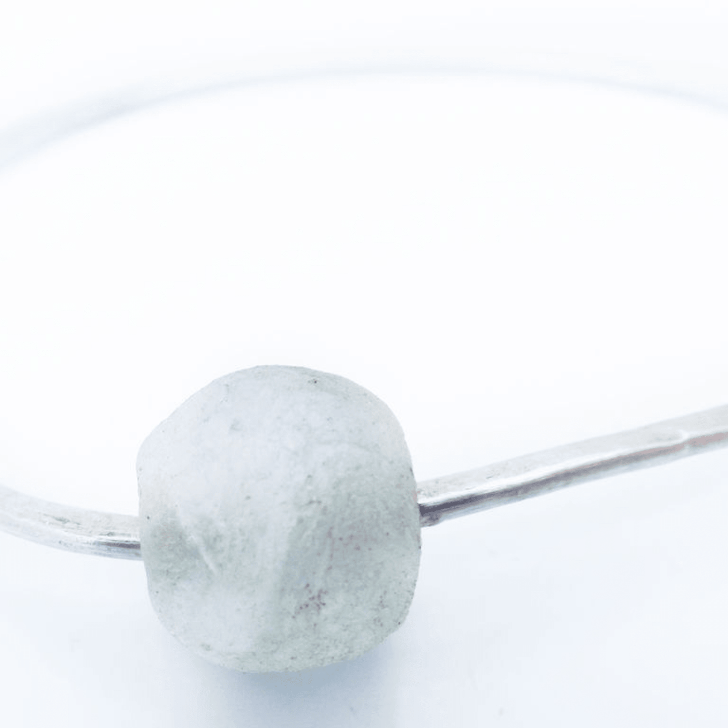 Silver Bangle - Natural Bottle Bead