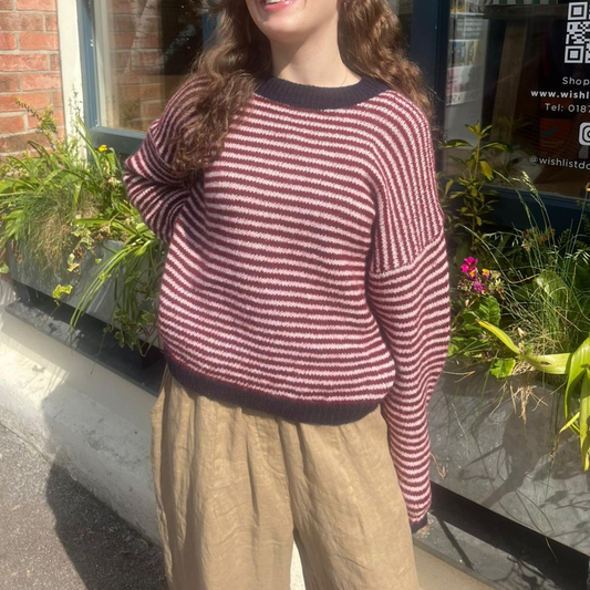 Nanna Striped Jumper - Burgundy