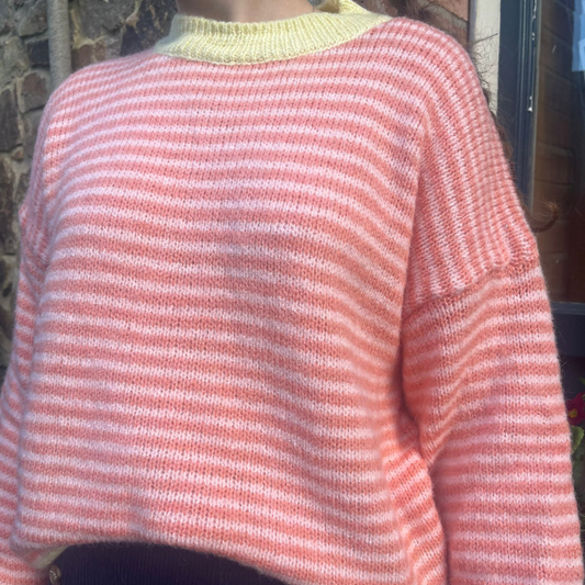 Nanna Striped Jumper - Peach & Pink