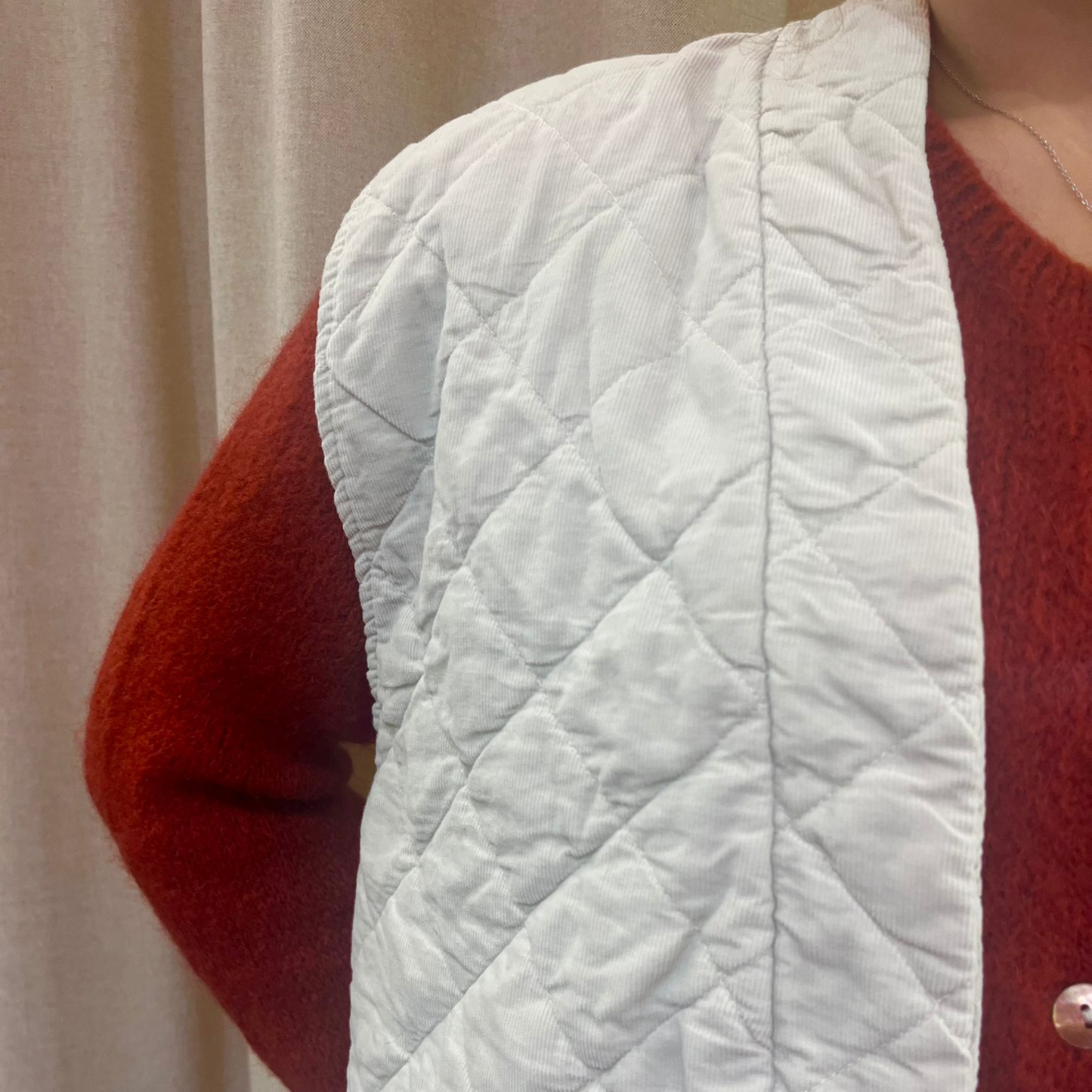 Needlecord Quilted Gilet Jacket - Beige