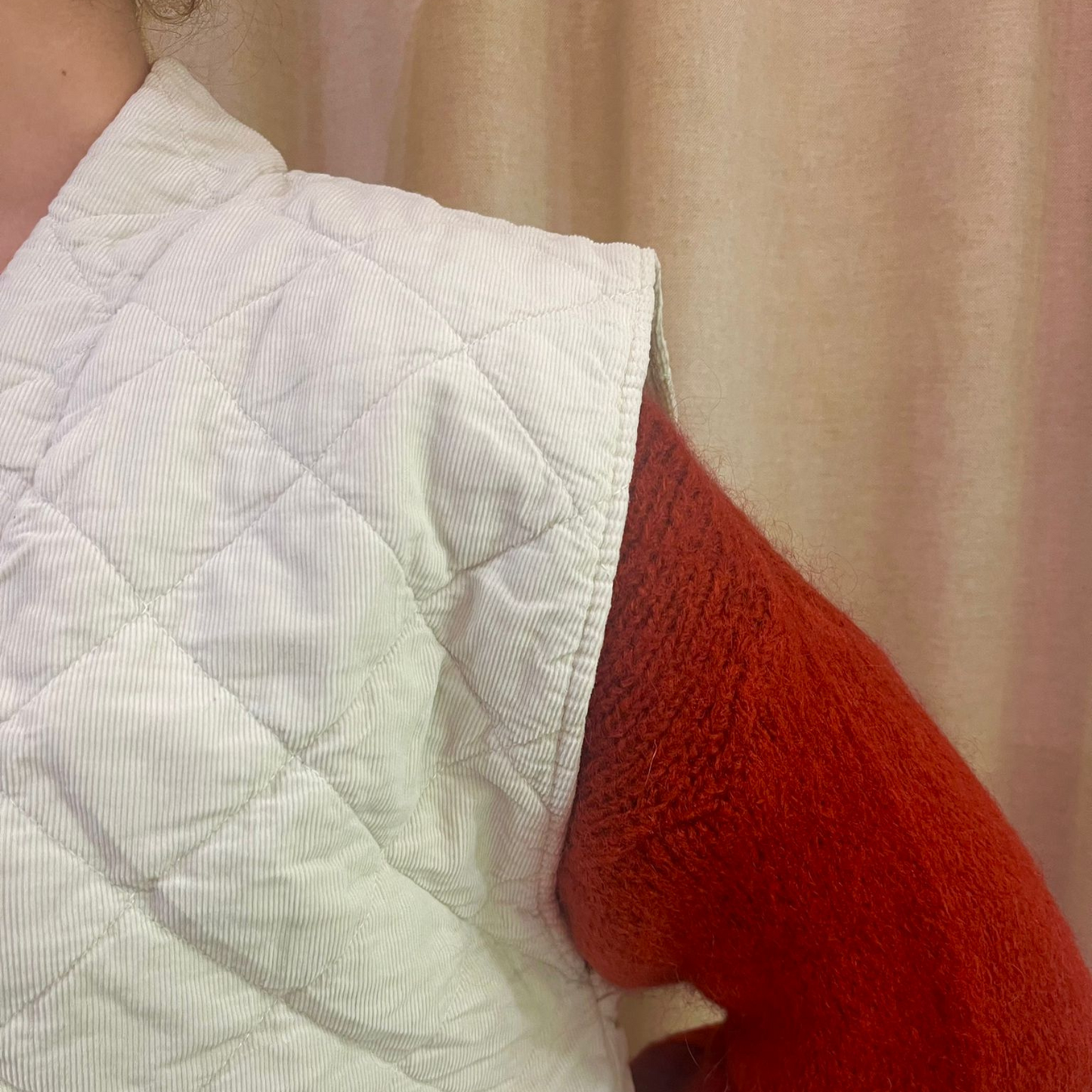 Needlecord Quilted Gilet Jacket - Beige