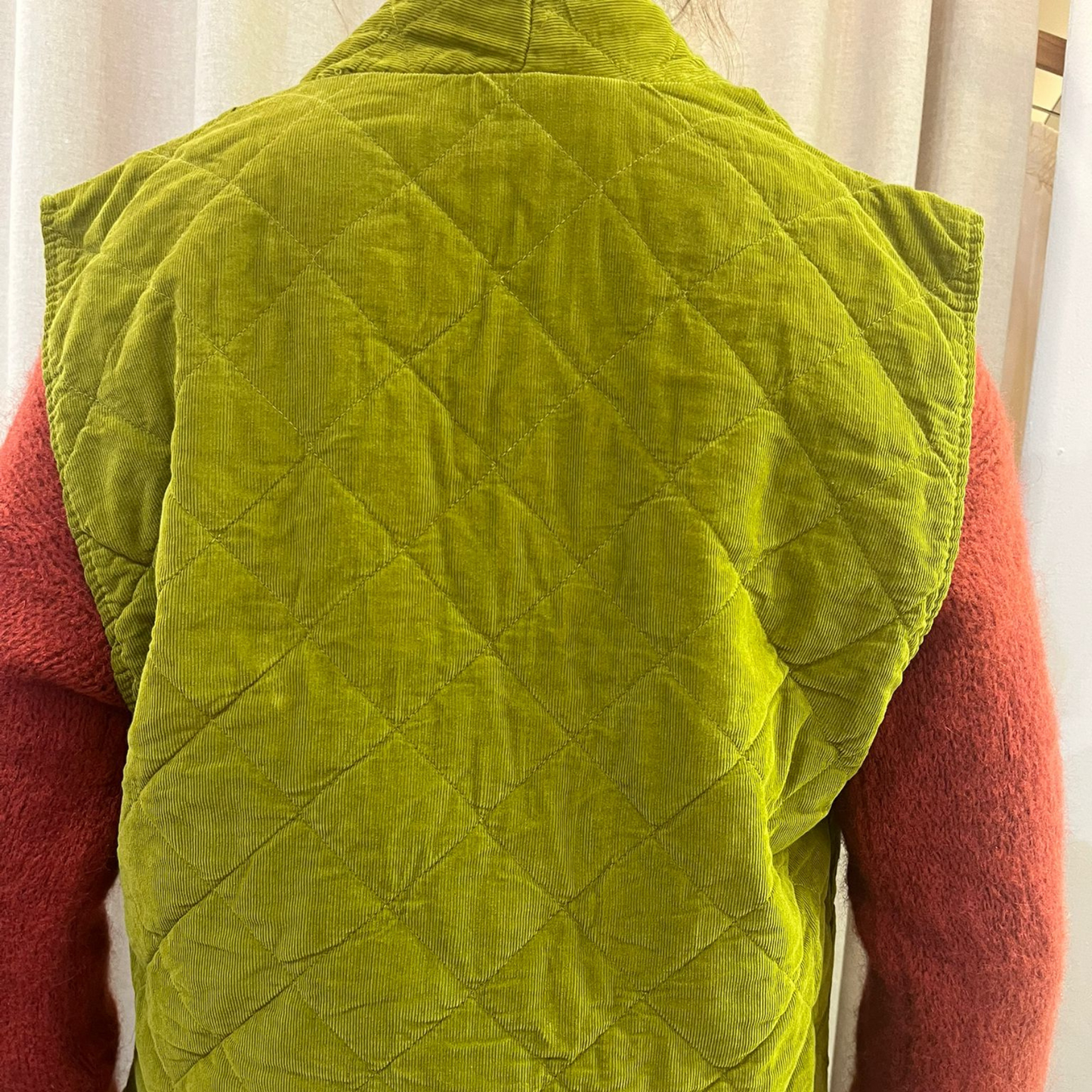 Needlecord Quilted Gilet Jacket - Olive Green