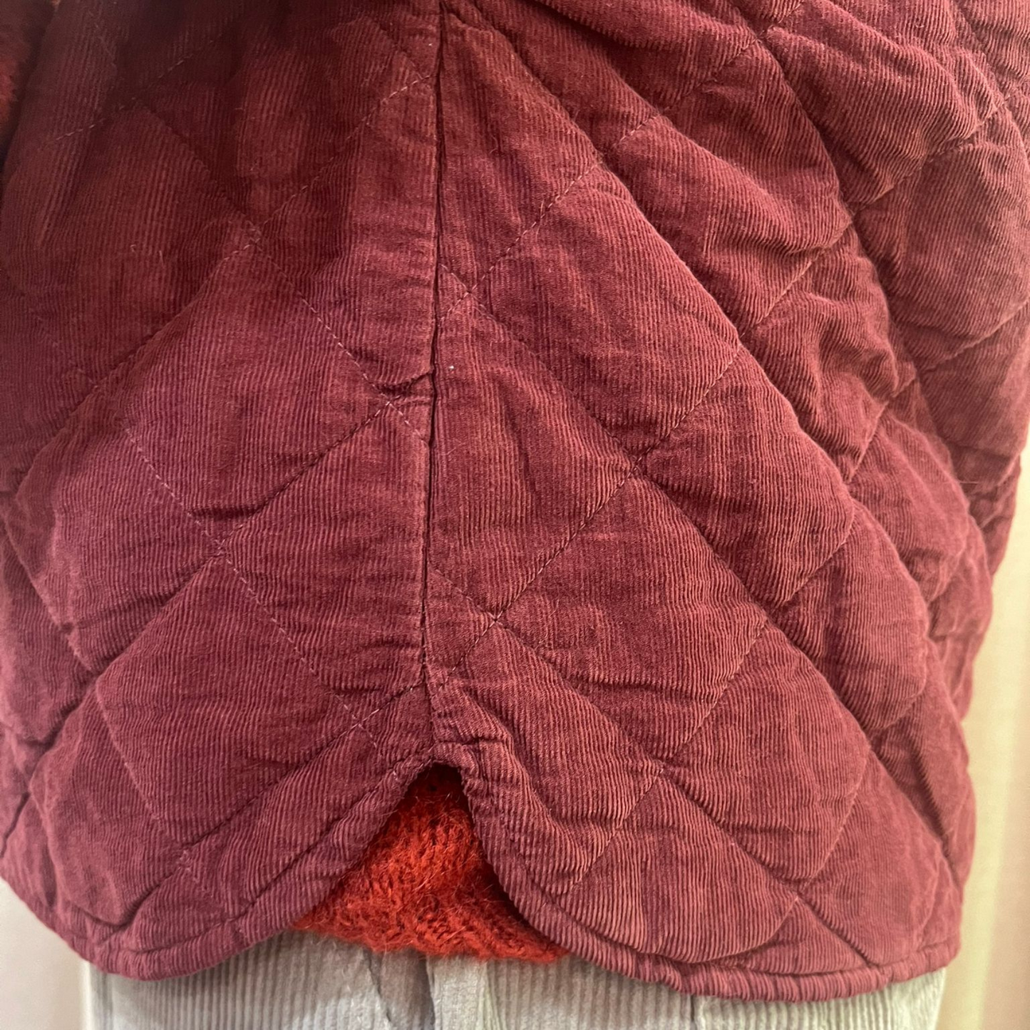 Needlecord Quilted Gilet Jacket - Violet Red