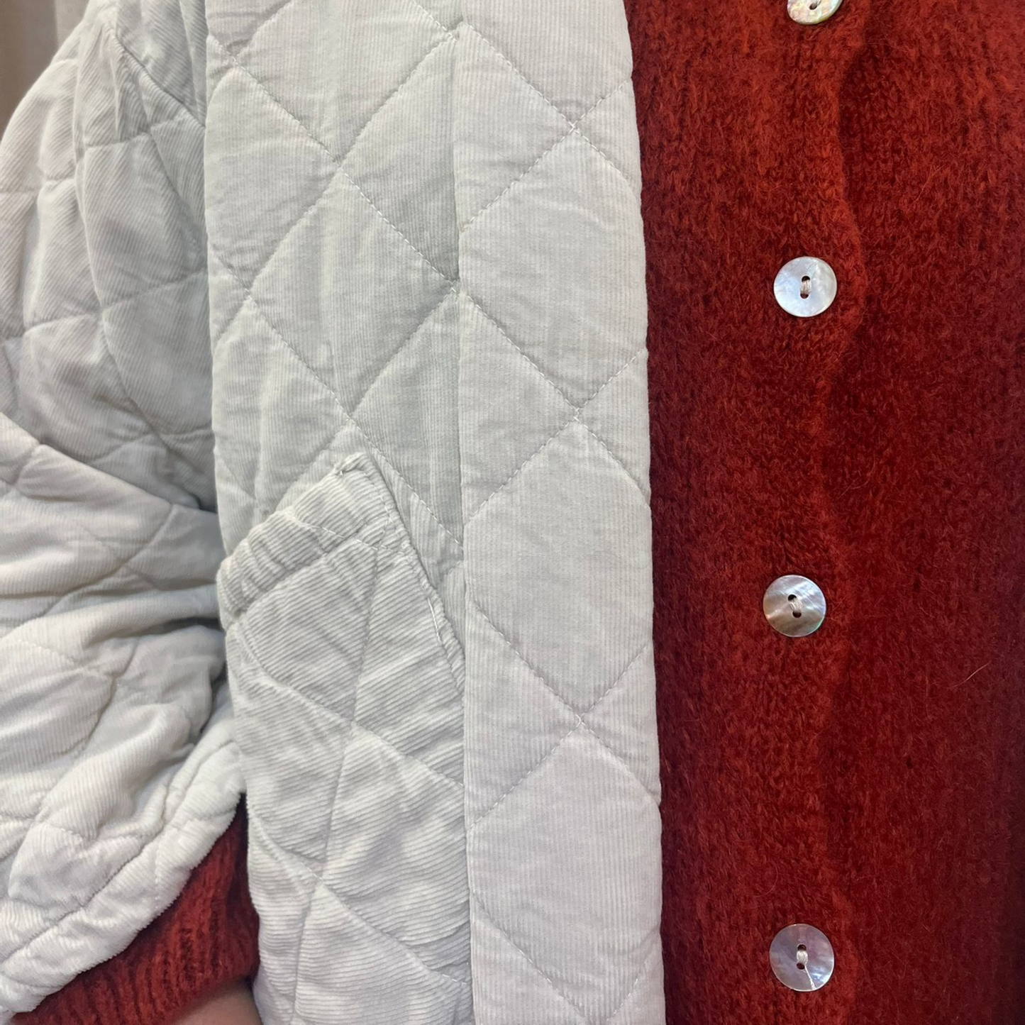 Needlecord Quilted Jacket - Beige