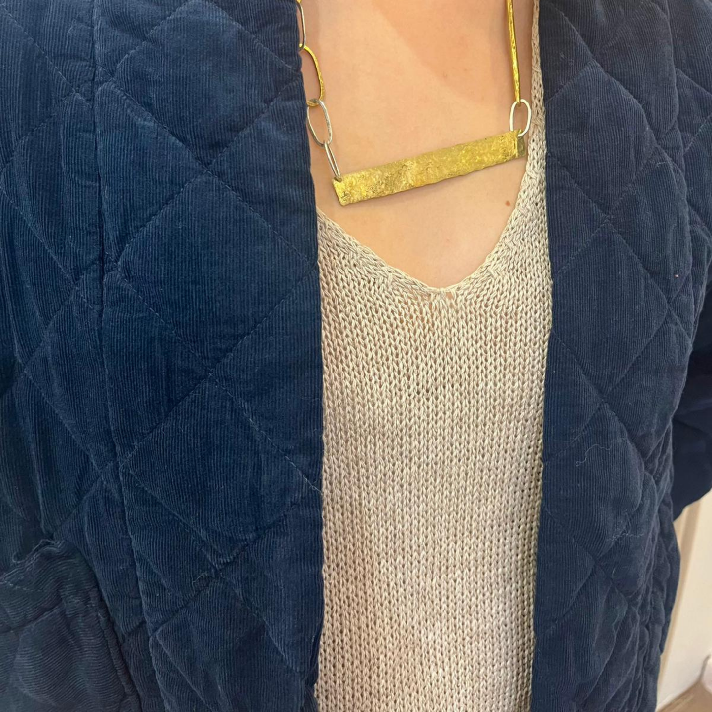 Needlecord Quilted Jacket - Marine Blue