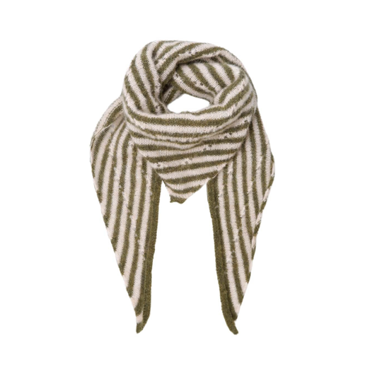 Dell Pointelle Triange Scarf - Lime Green Stripe