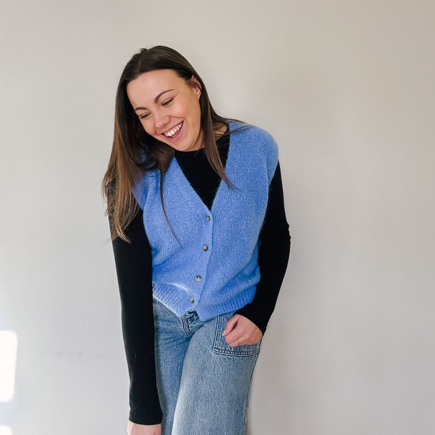 Erika Kid Mohair Vest - Cornflower Blue
