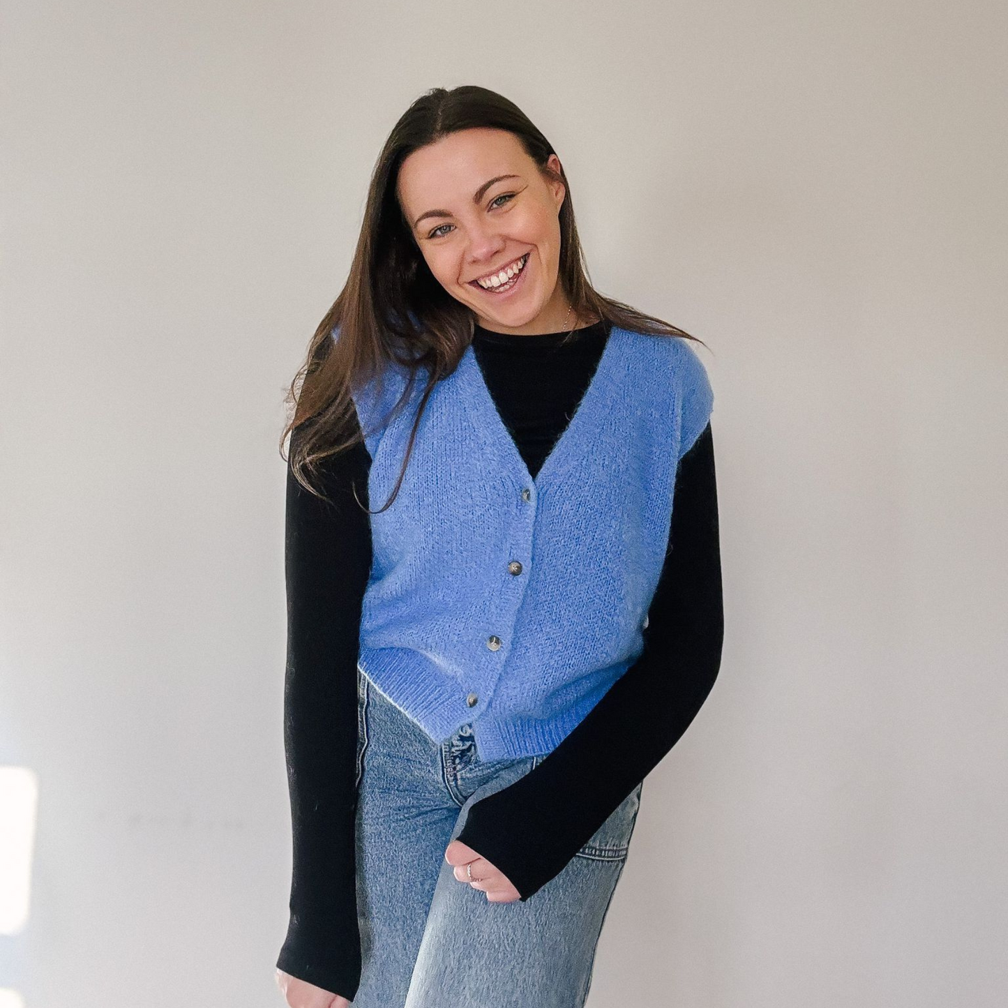 Erika Kid Mohair Vest - Cornflower Blue
