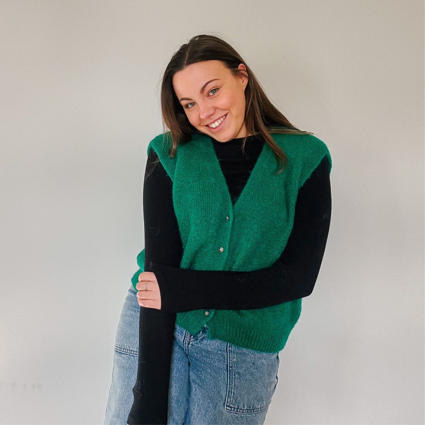 OST London Erika Kid Mohair Vest - Jewel Green