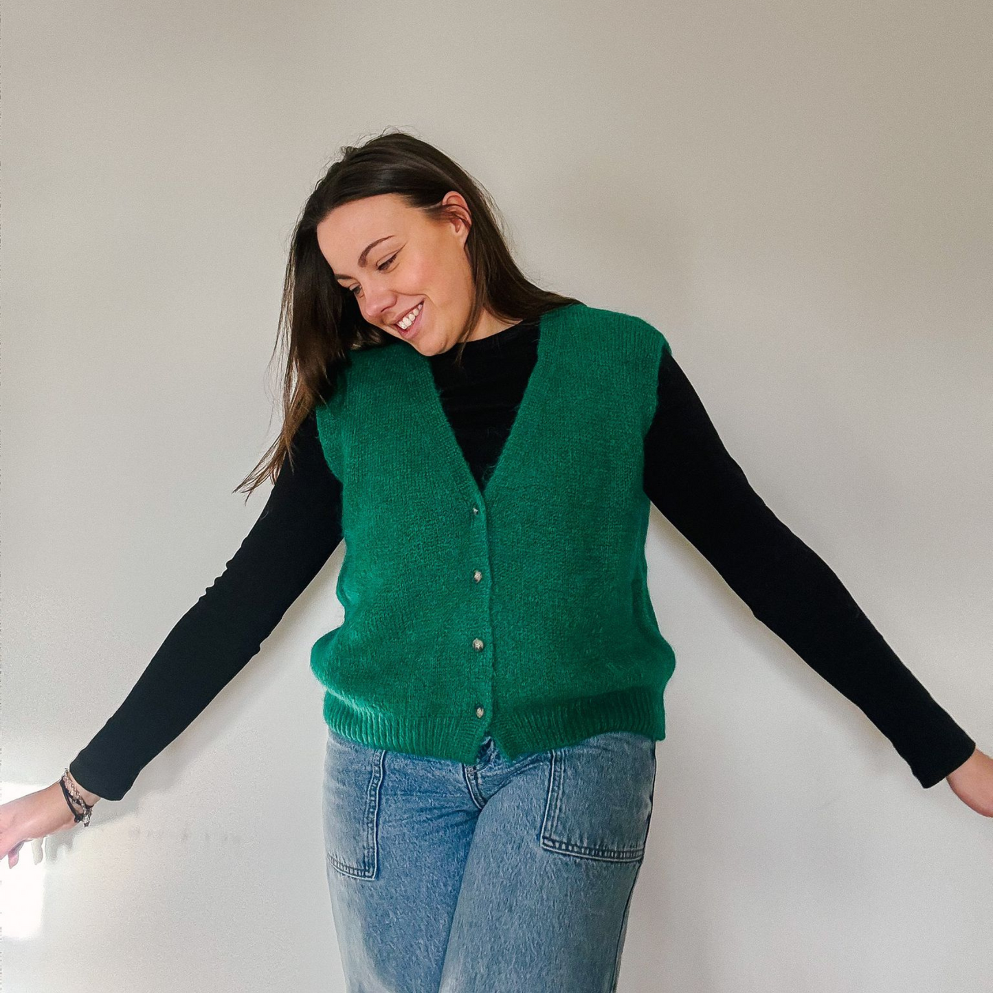 OST London Erika Kid Mohair Vest - Jewel Green
