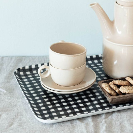 Linen Tray - Navy and White Check