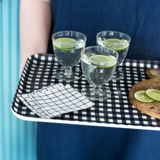 Linen Tray - Navy and White Check