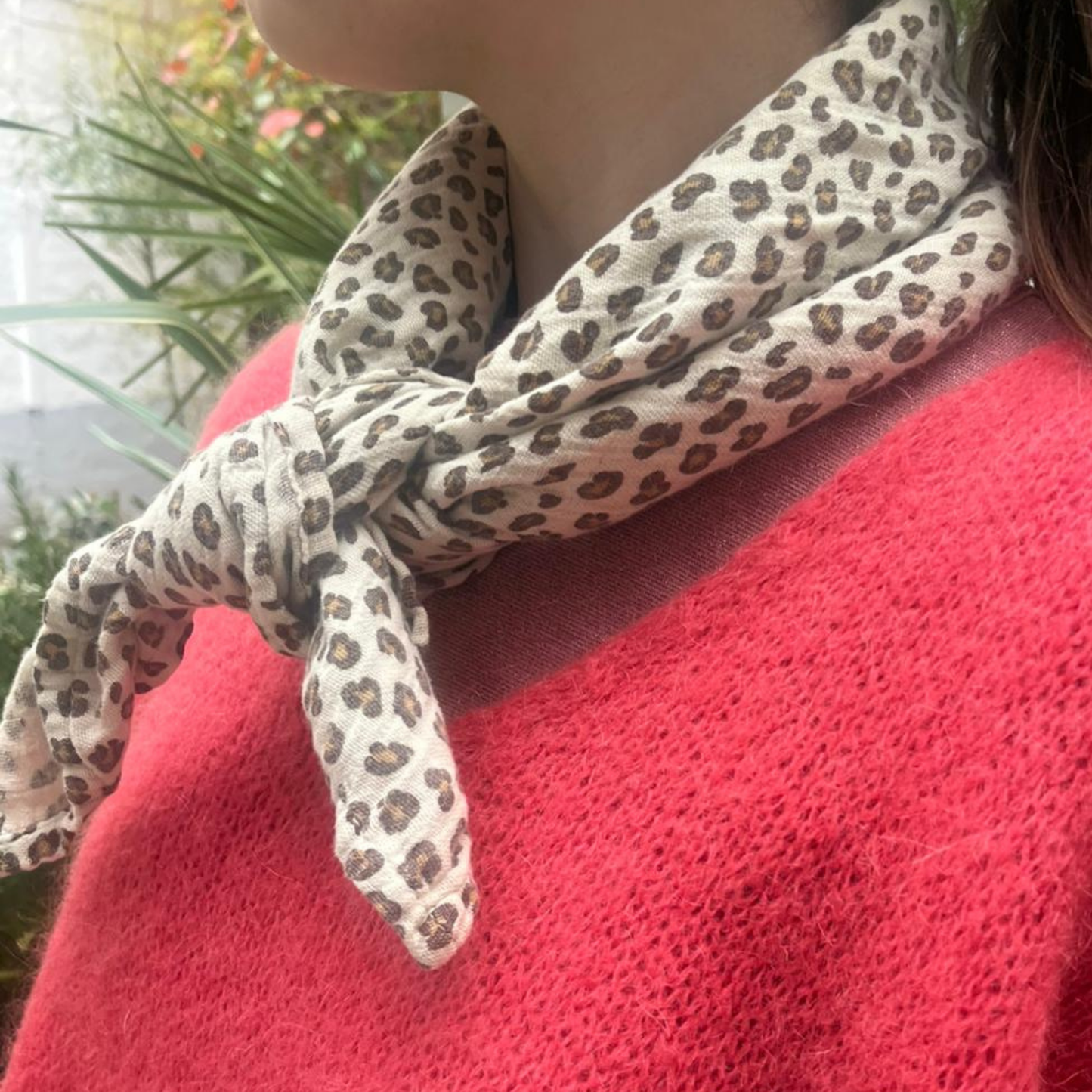 Square Scarf - Greige Mini Leopard