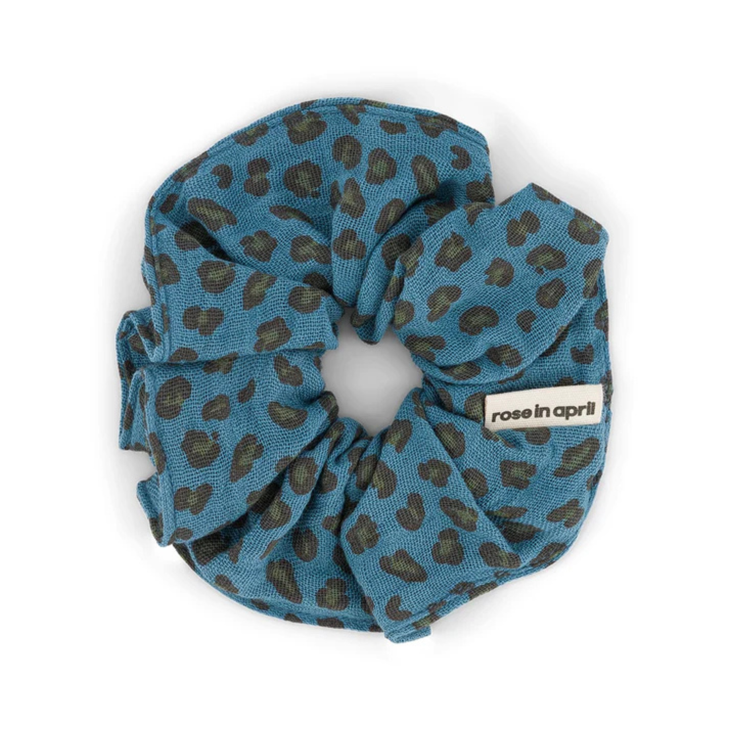 Hair Scrunchie - Denim Blue Leopard Print