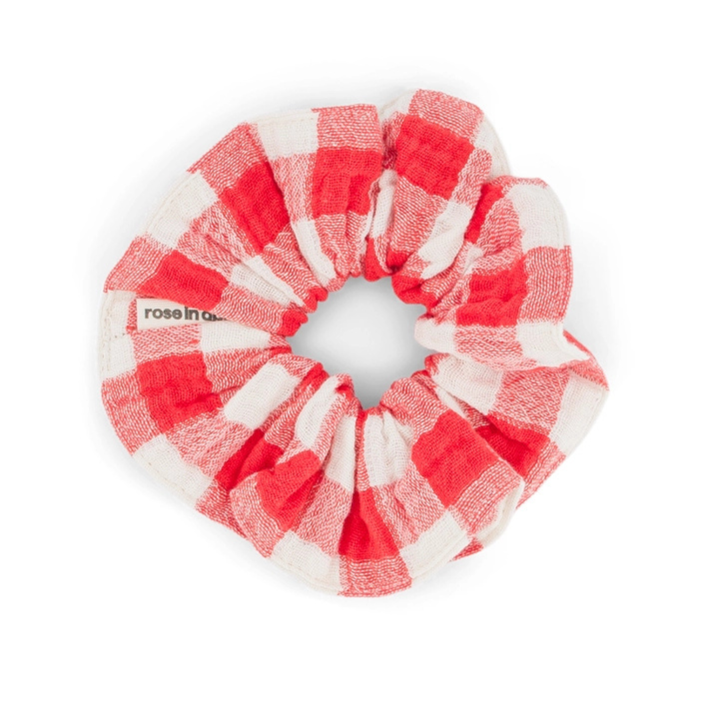 Hair Scrunchie - Tomato Gingham Check