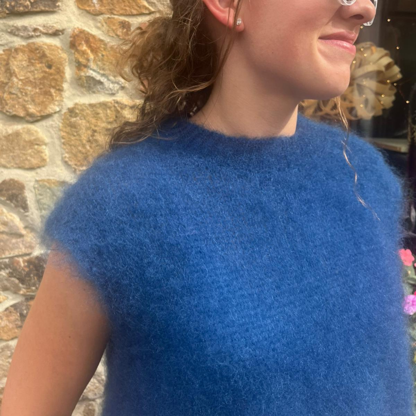 Sleeveless Mohair Crop Sweater - Midnight Blue
