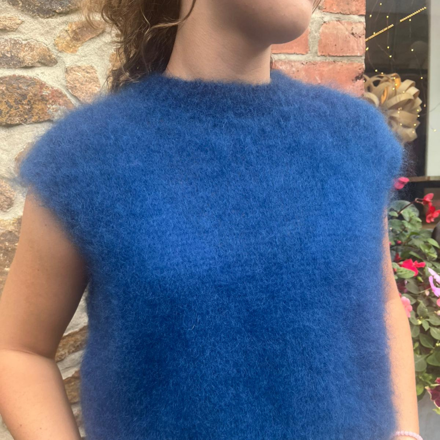 Sleeveless Mohair Crop Sweater - Midnight Blue