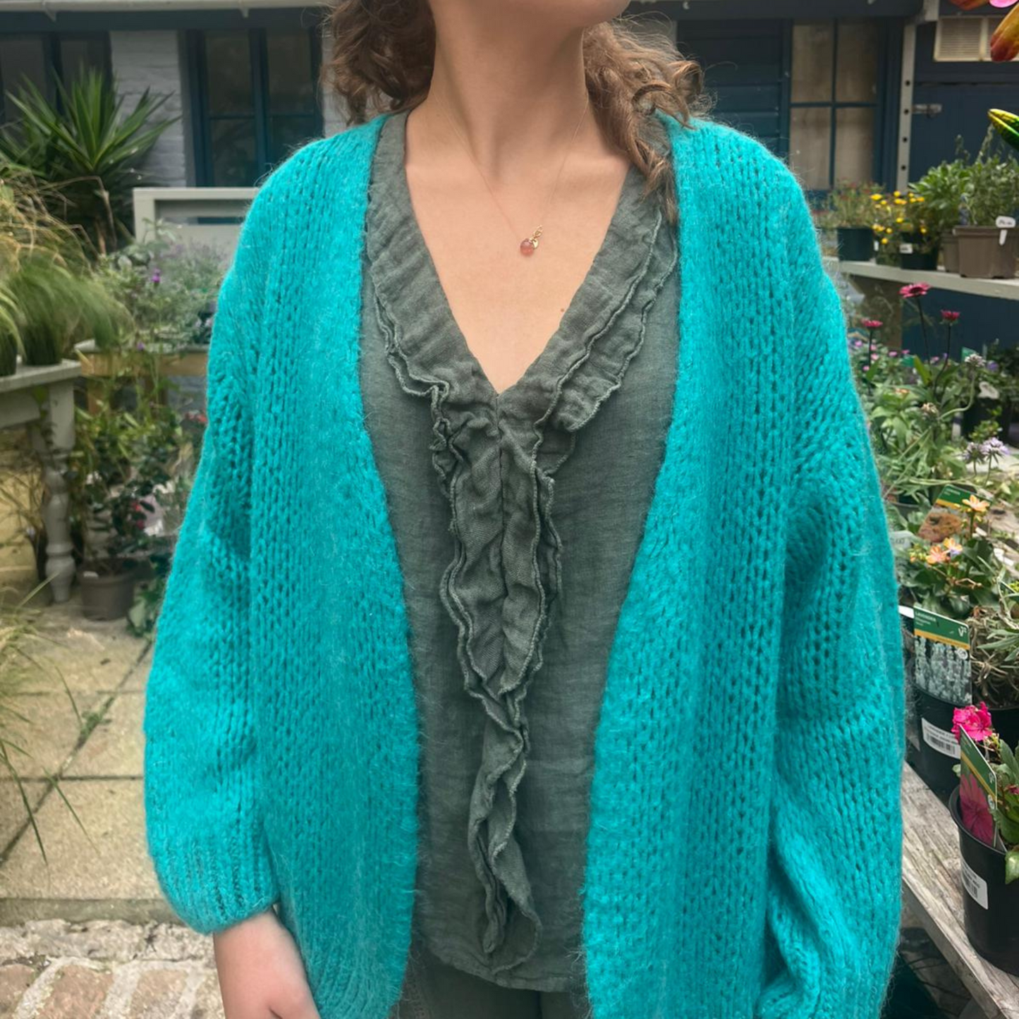 Smila Mohair Cardigan - Turquoise Green