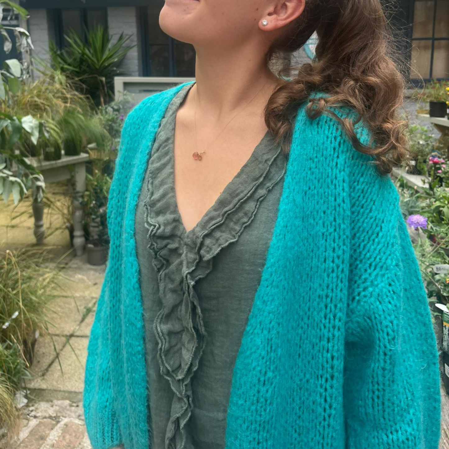 Smila Mohair Cardigan - Turquoise Green