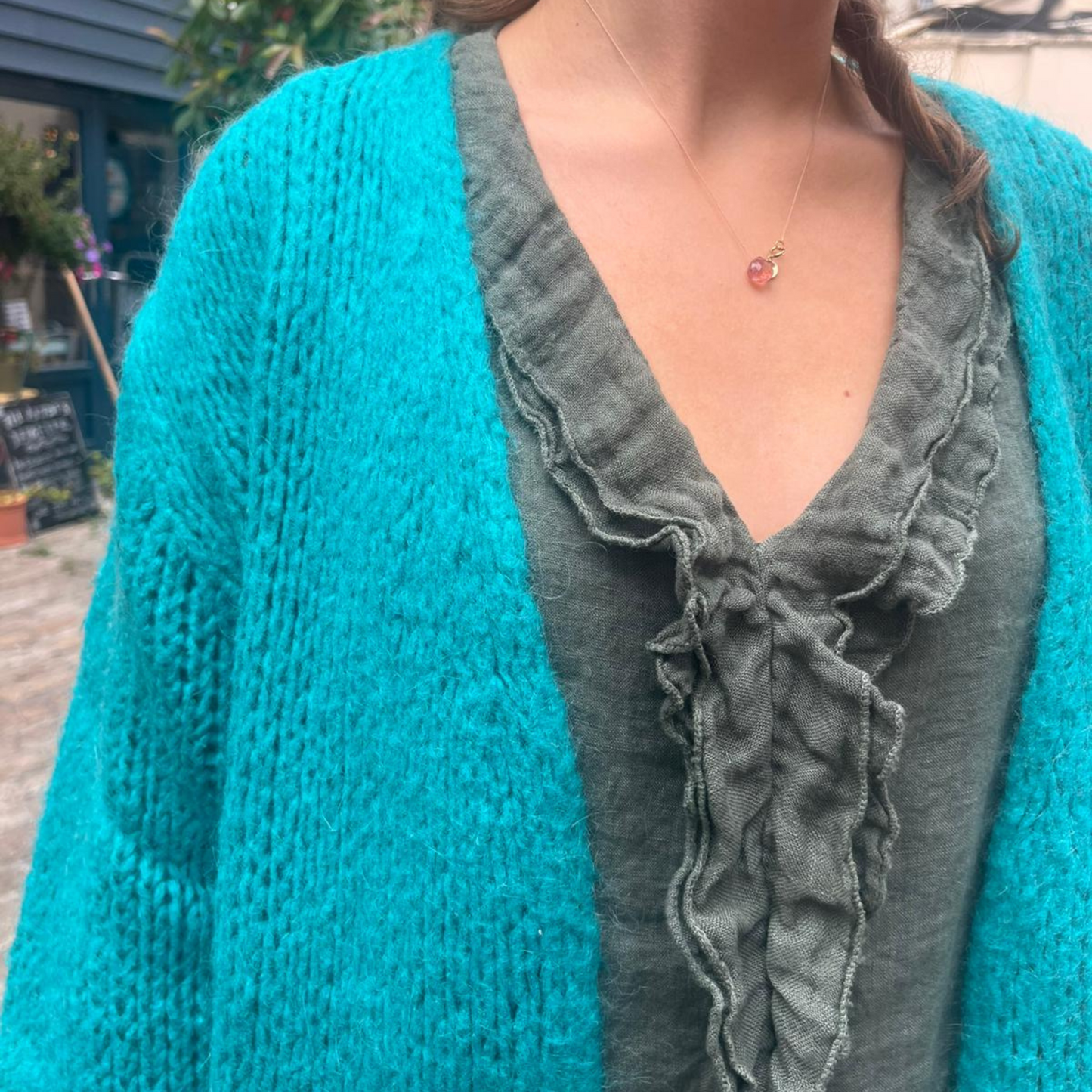 Smila Mohair Cardigan - Turquoise Green