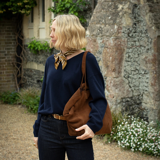 Suede Slouch Bag - Tan