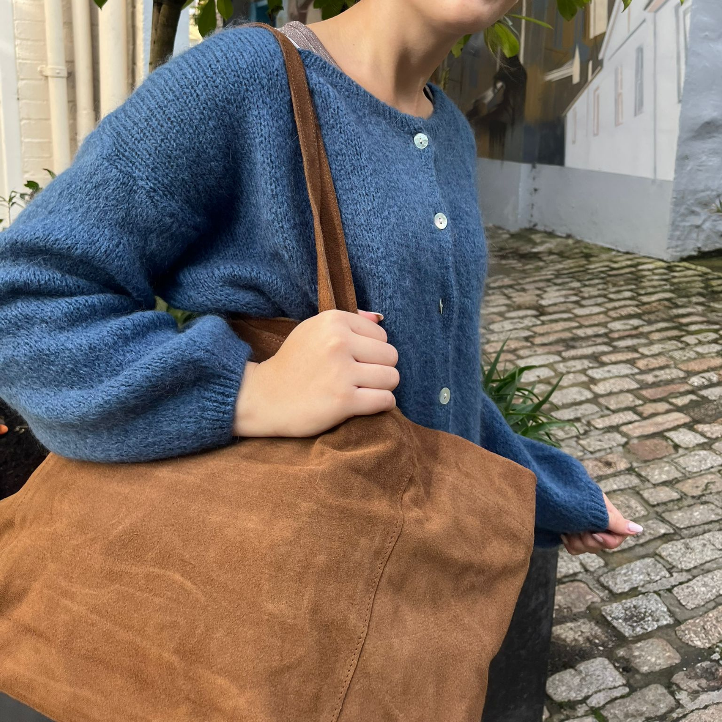 Suede Slouch Bag - Tan
