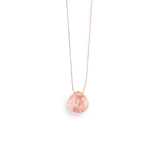 Fine Cord Necklace - Strawberry Quartz