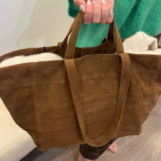 Suede Slouch Bag - Tan