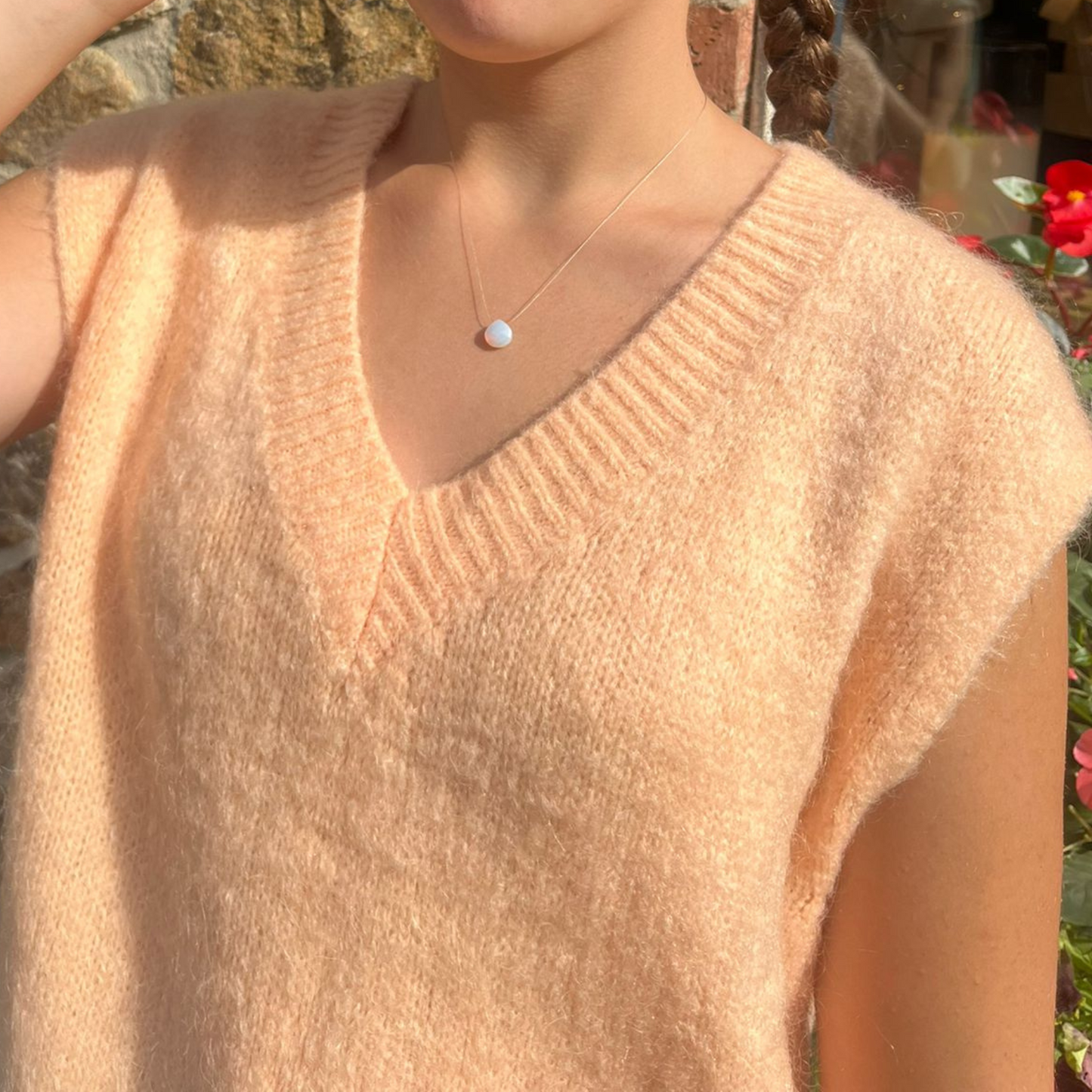 Tessa Knitted Mohair Vest - Peach