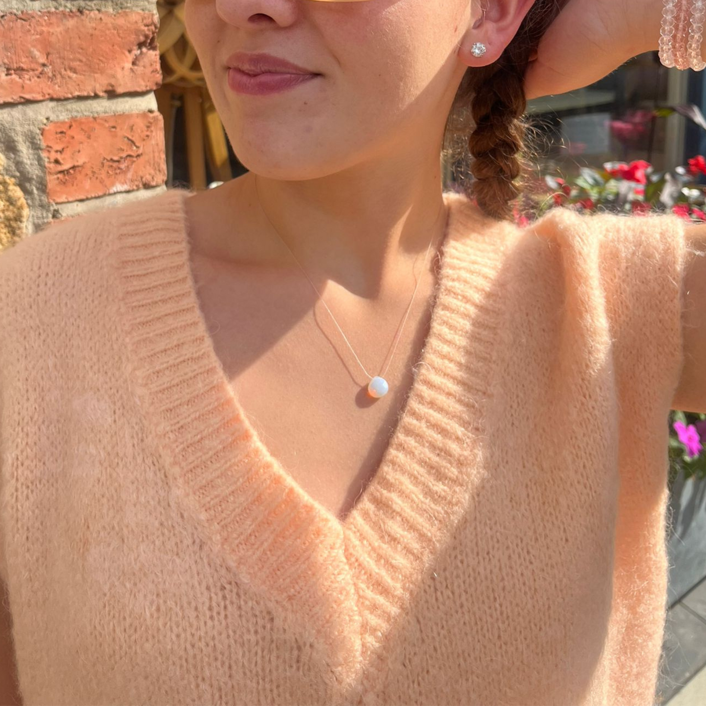 Tessa Knitted Mohair Vest - Peach