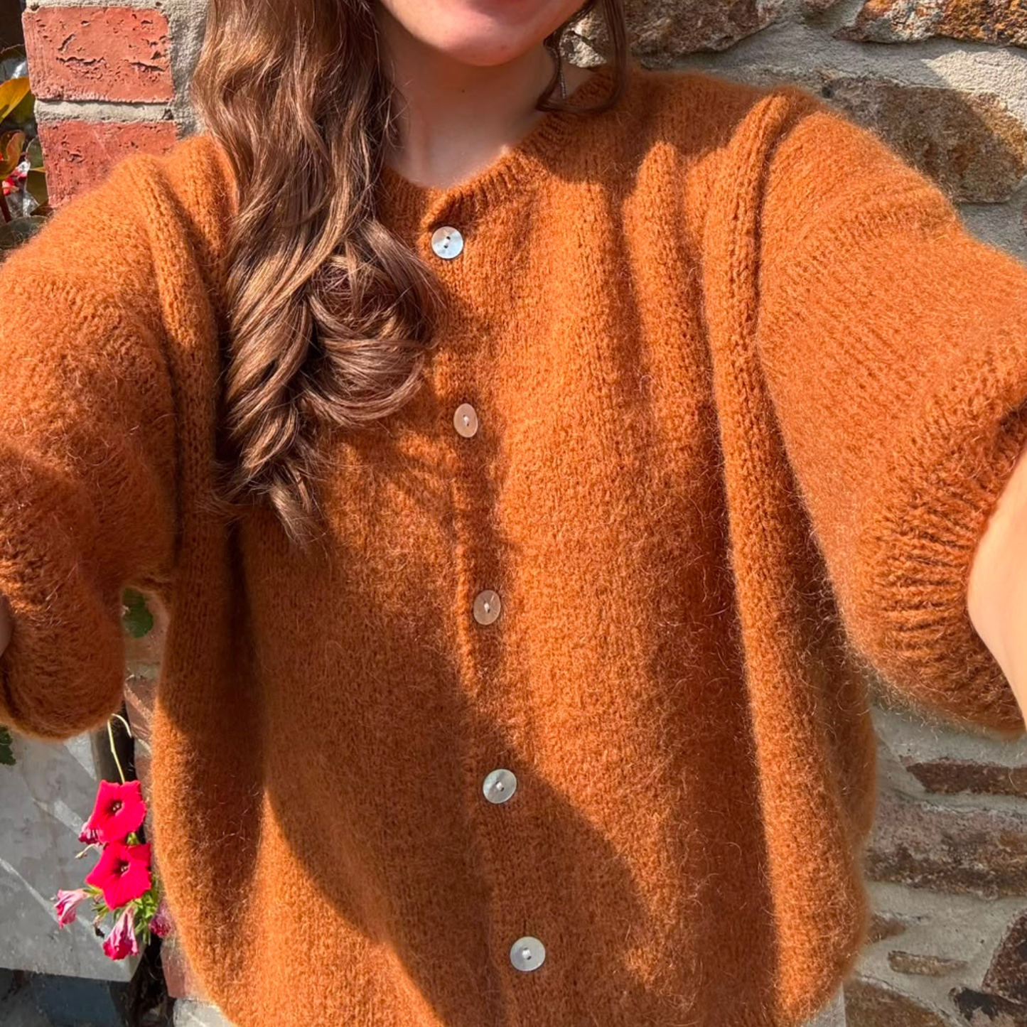 Mohair Blend Button Through Cardigan - Toffee