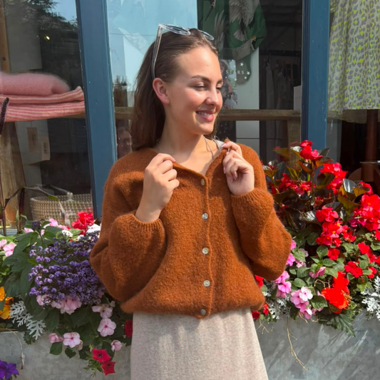 Mohair Blend Button Through Cardigan - Toffee