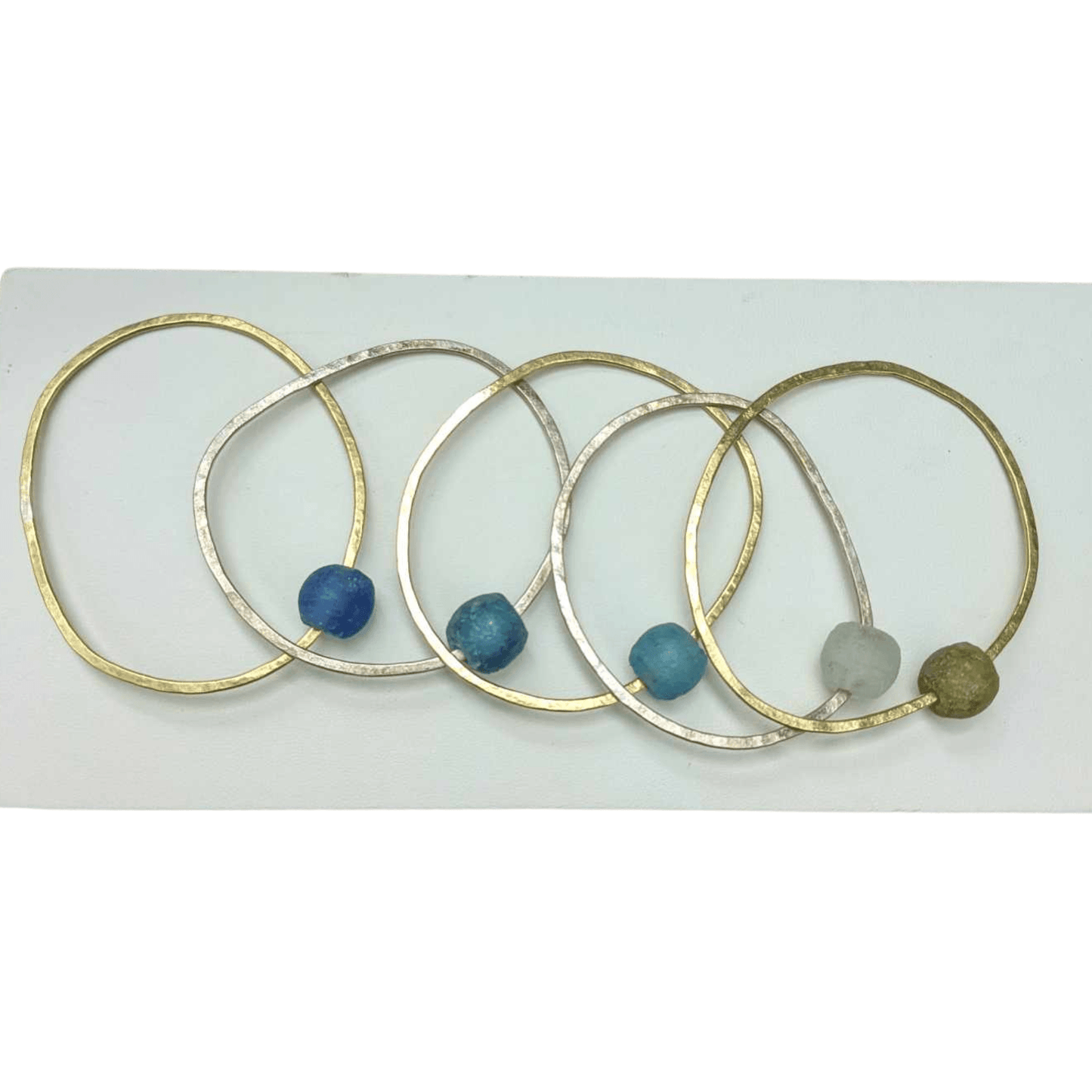 Sarah Drew Silver Bottle Bead Bangle - Natural