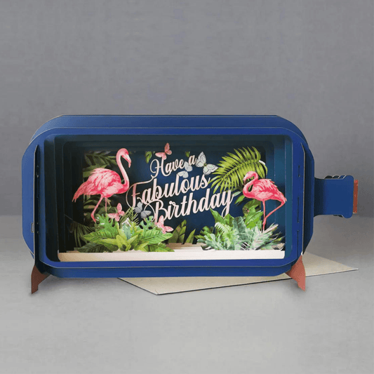 Pop Up Greetings Card - Fabulous Flamingo Birthday