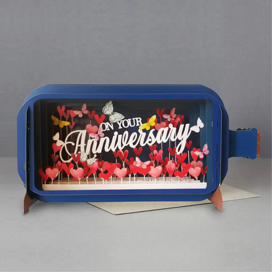 Pop Up Greetings Card - Anniversary Hearts